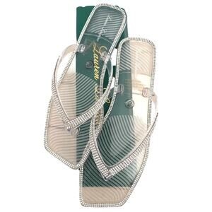 Lauren Lorraine Jelly Clear Bow Rhinestone Sandal Women's Size 8 Cruise Pool New